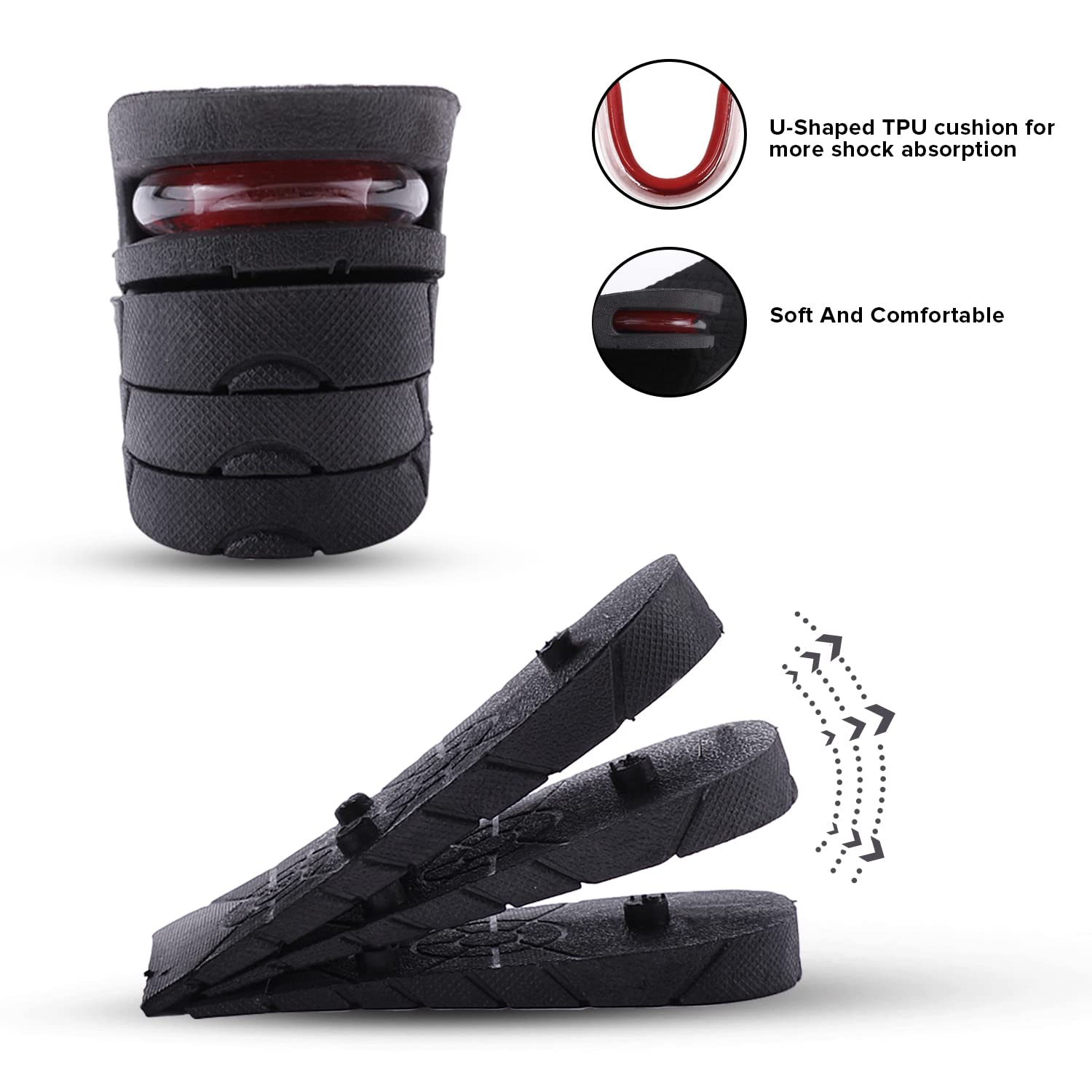 4 Layers 9 cm (3.5 Inch) Height Increasing Shoes Insoles - For Men And Women - 1 Pair | Height Increasing Insoles